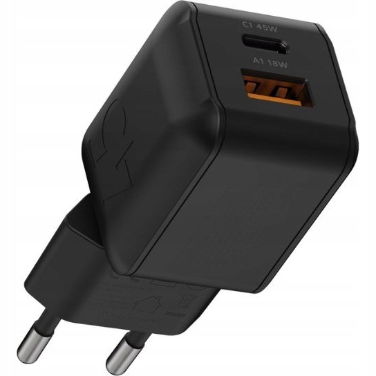 Síťová nabíječka Xtorm 45 W GaN Usb-c Pd Usb-a Qc 3.0 pro notebook, černá