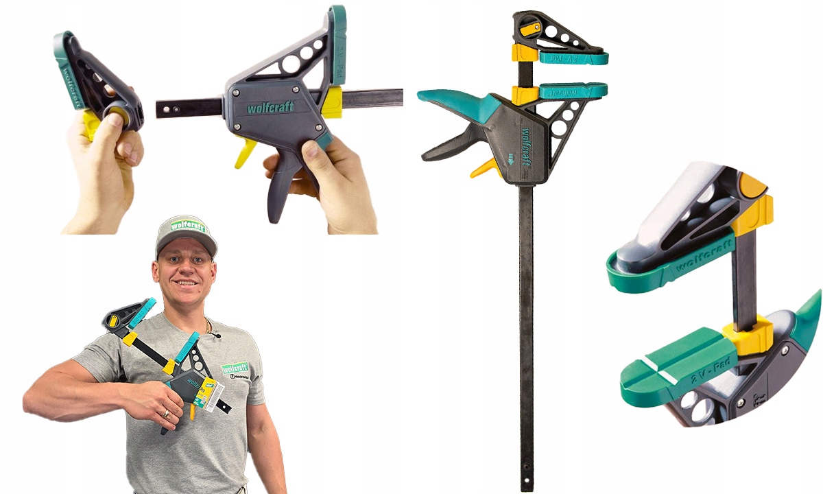 Wolfcraft Ścisk stolarski jednoręczny Ehz Pro 450mm rozpierak 2w1 WF3032000
