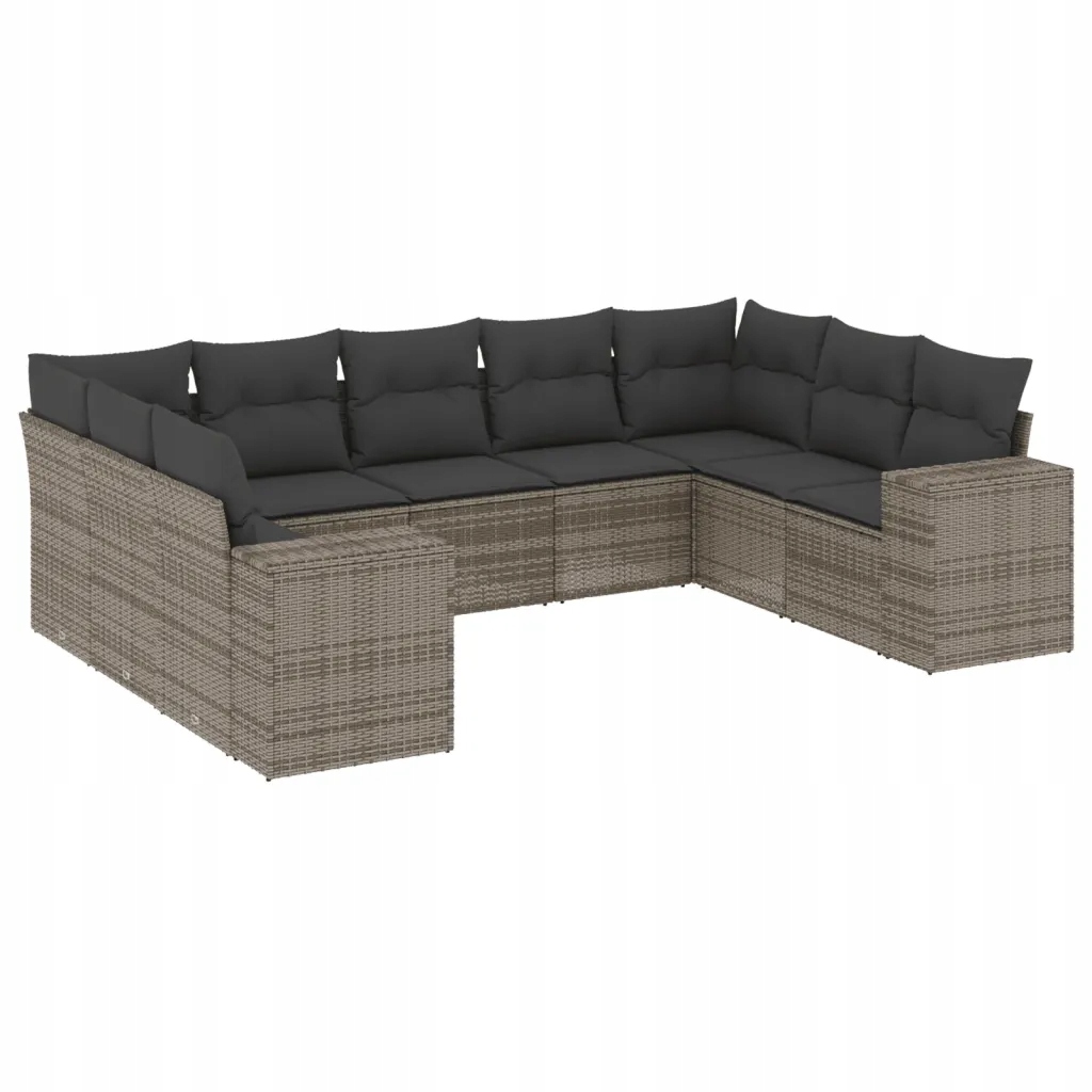 Modulární zahradní nábytek set šedý, Pe ratan, rozměry: 62x62x69 cm