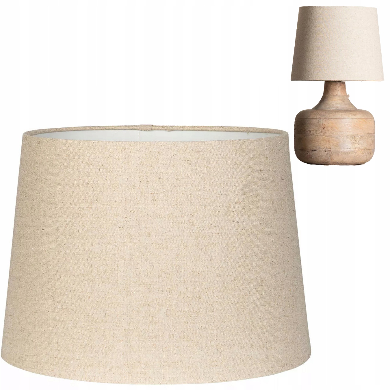 Abażur Na Żarówkę Beżowy 35cm Do Lampy Stojącej Wiszącej lniany boho klosz