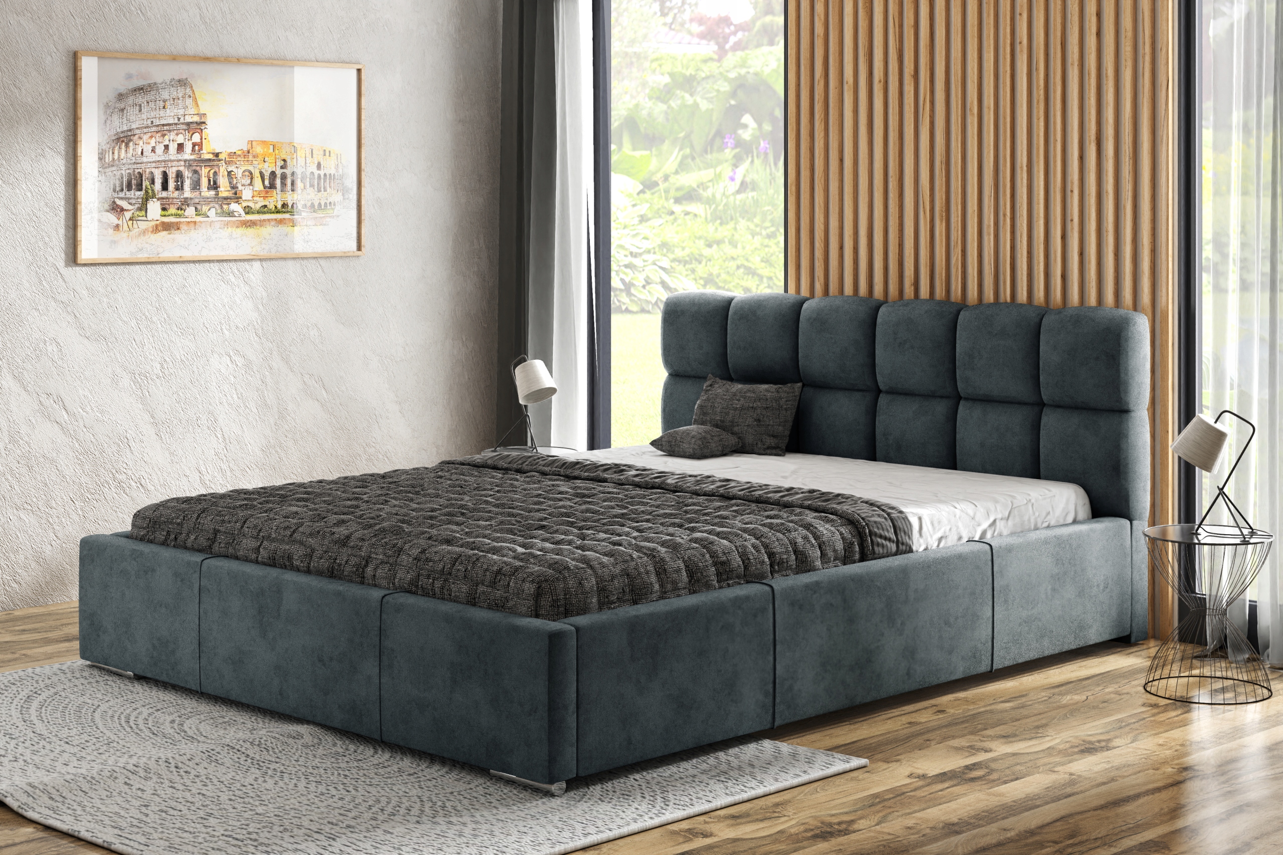 Łóżko tapicerowane 200x200 stelaż, pojemnik, Kod producenta MALTA