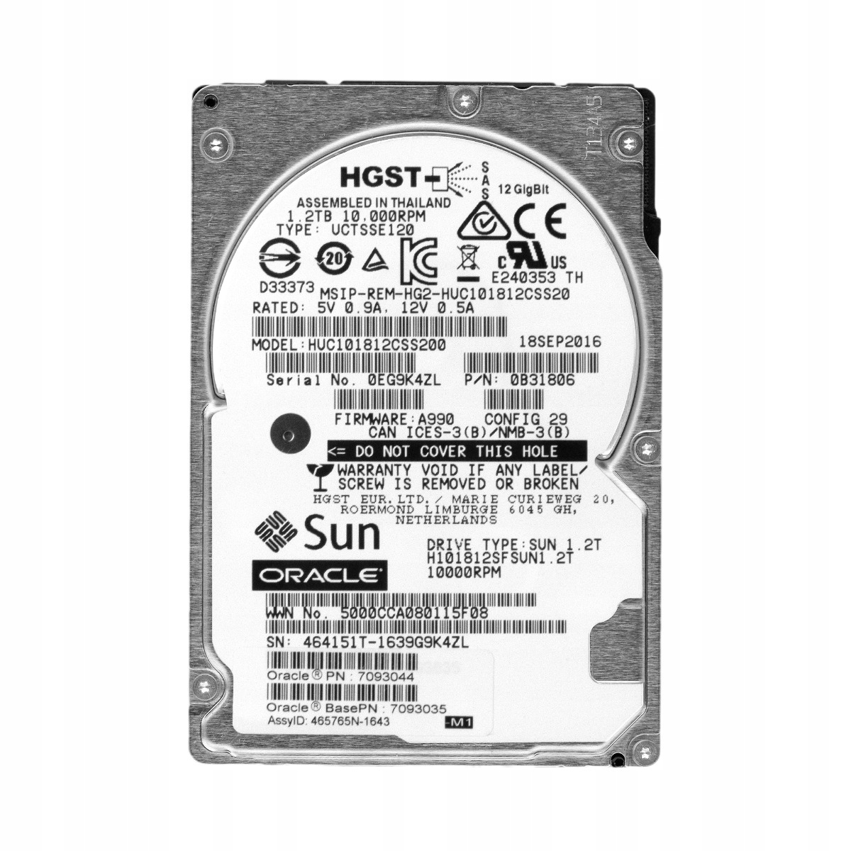Sun 7093044 1.2TB 10K 128MB SAS-3 2.5'' HUC101812CSS200