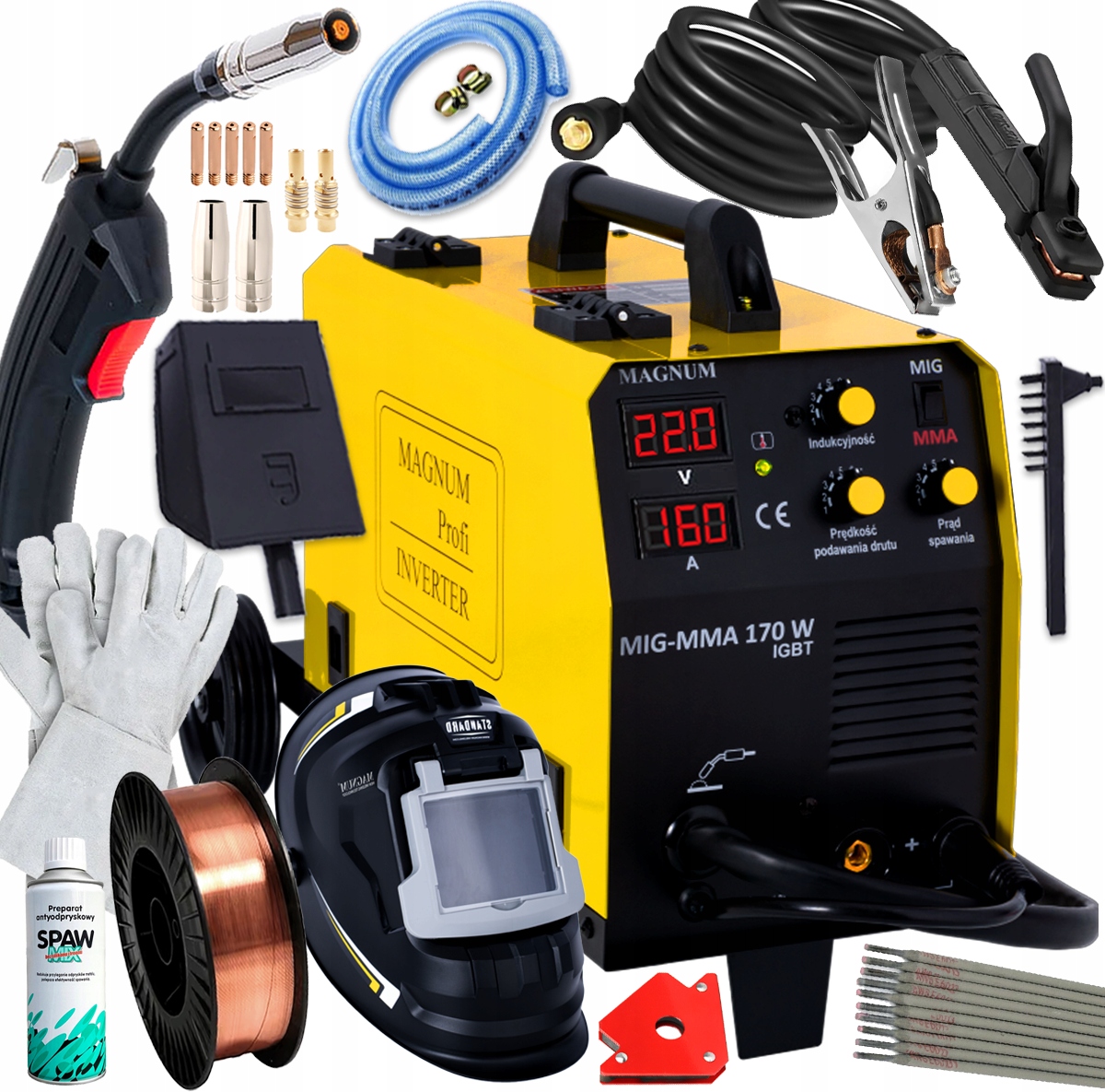 Spawarka Magnum 170W Półautomat Migomat 160A/60% 230V Mig Mag Zestaw