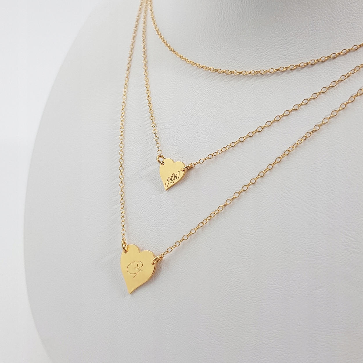 

Dwa serca z grawerem potrójny naszyjnik na Prezent