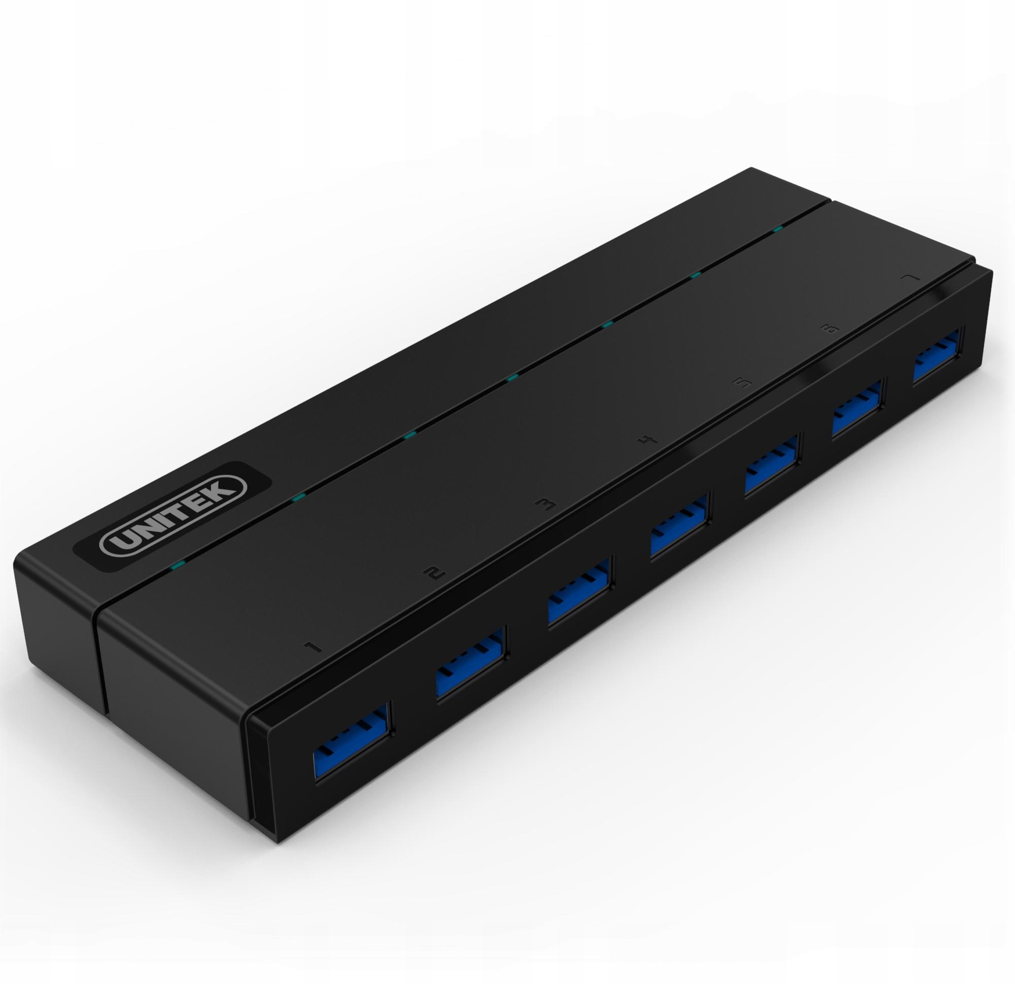 Adaptér Unitek Y-3184 Hub 7xUSB 3.0 s napájením a Bc 1.2