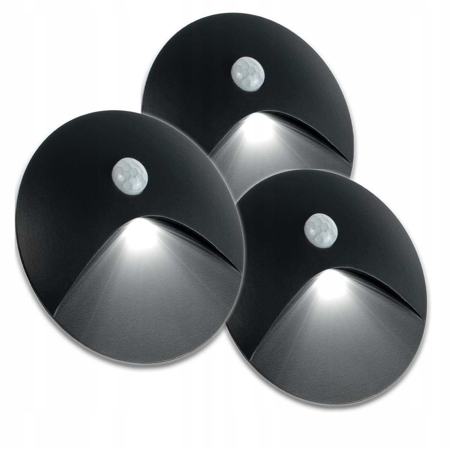 3X Hliníková Schodišťová Objímka, Černé Osvětlení Schodů, Světlo Na Schody