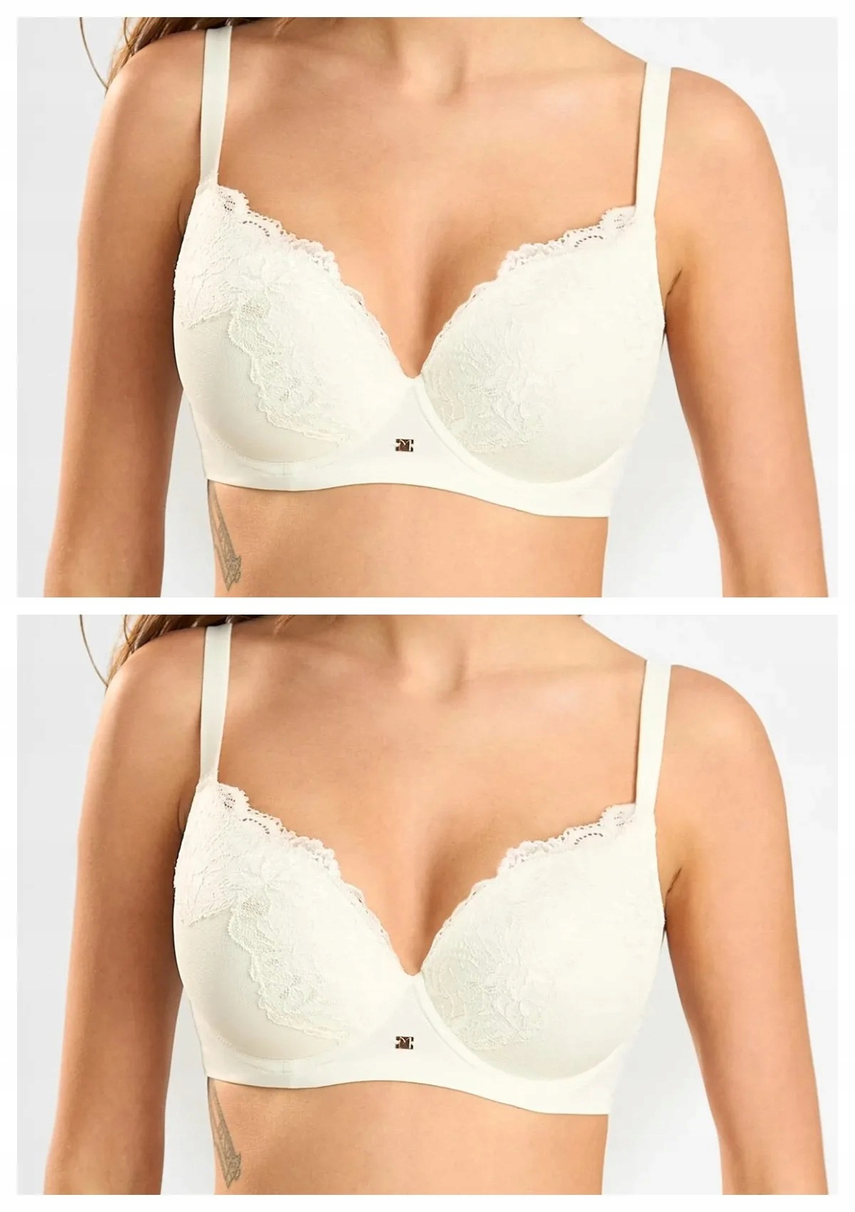 Lormar Saten 1900 podprsenka plunge push-up 2 ks ecru 70B