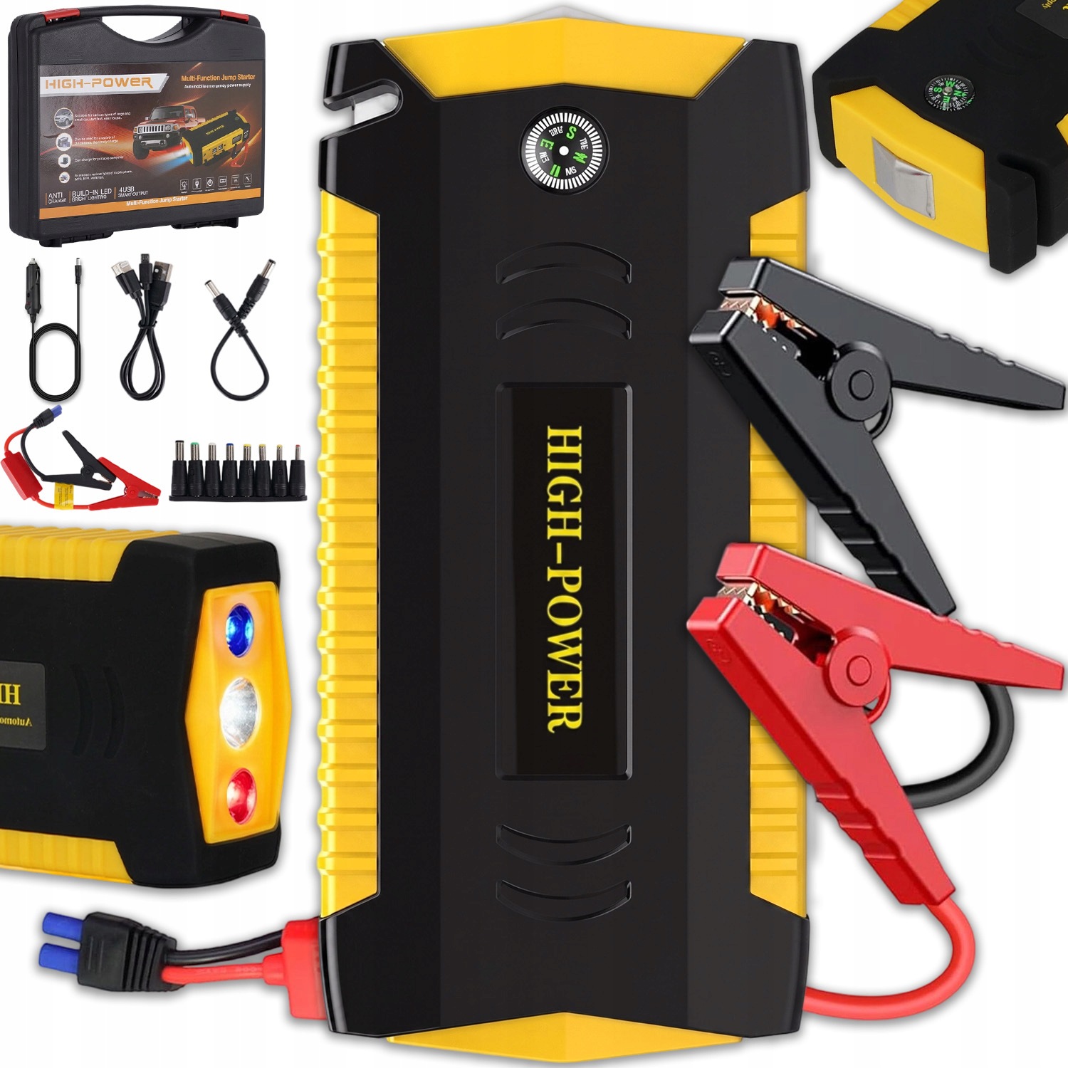 Silný Jump Štartér Štartovanie Booster Powerbank 12V S Led 6000MAH Sada Led