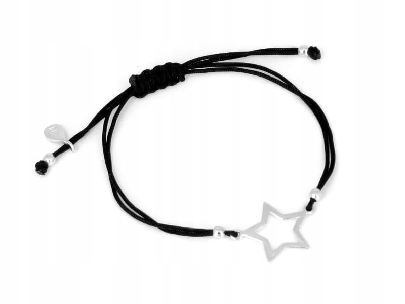 Šňůrkový náramek hvězdička černá stříbro