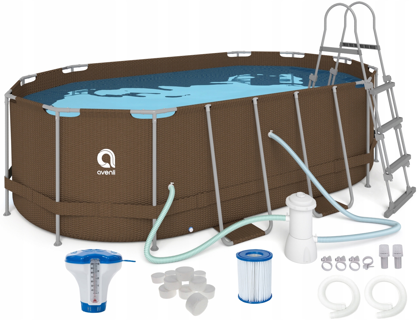 

Wielki Basen Ogrodowy Stelażowy 427x275x100cm 16w1