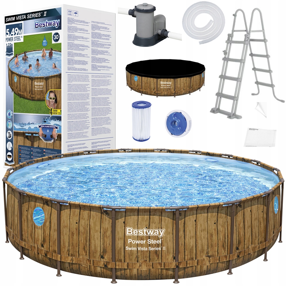 

Bestway Basen stelażowy drewno 549x122 11w1 56977