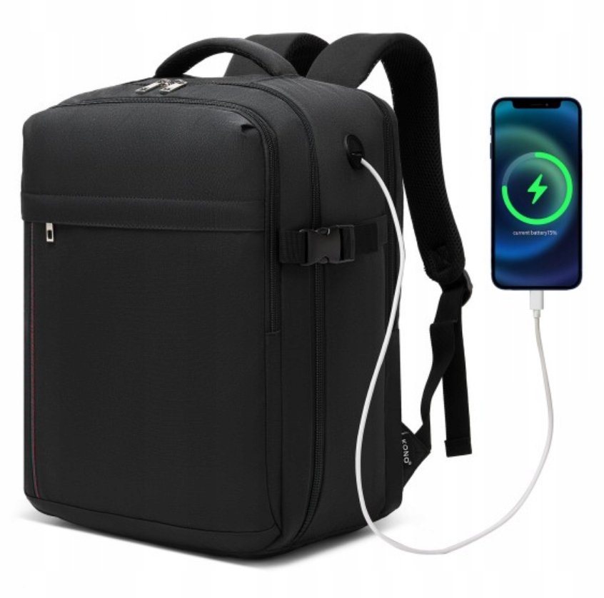 Plecak Ryanair 40x30x20 Bagaż do Samolotu Podręczny Czarny Mały 20L Rosso