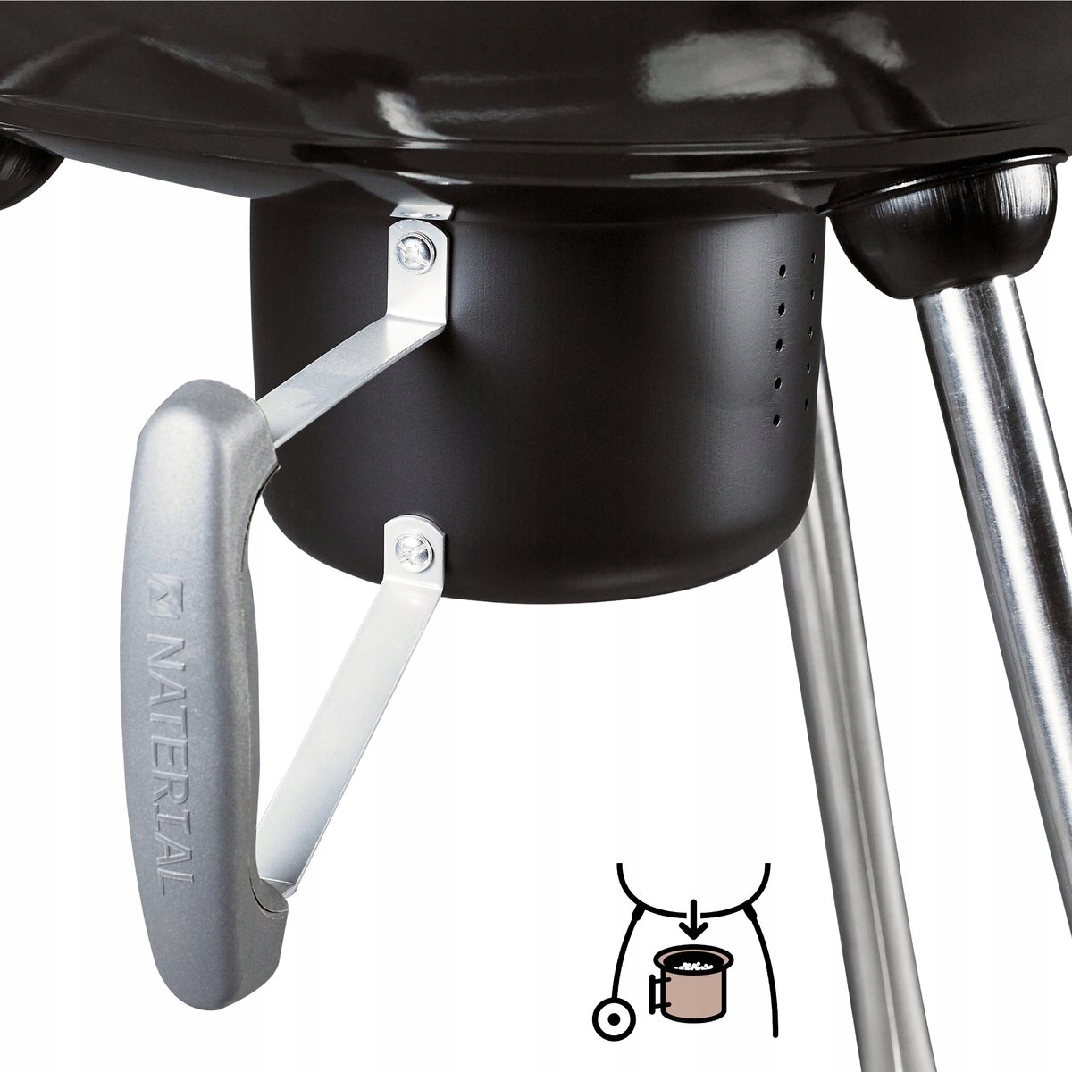 XXL GRILL Węglowy z POPIELNIKIEM na Kółkach BBQ Naterial 57cm