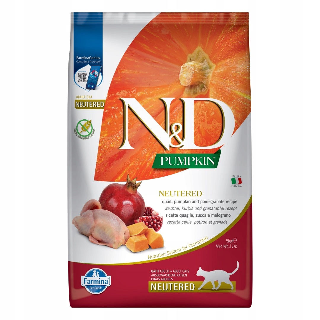 Levně Farmina N&d Neutered 5 kg Suché Krmivo s křepelkou pro kastrované kočky