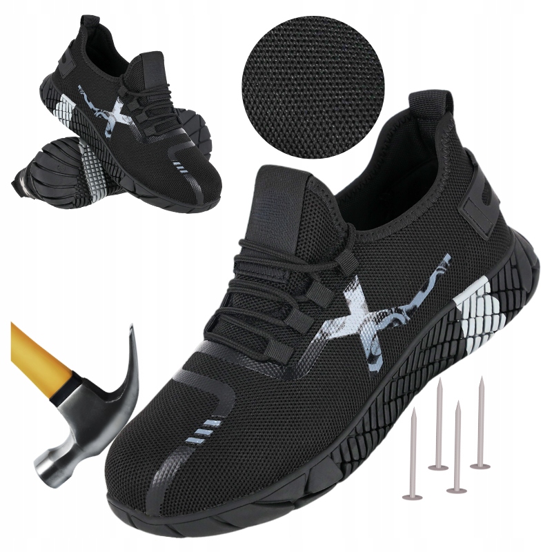 Pánské nazouvací pracovní boty prodyšné s špičkou proti propíchnutí, lehké