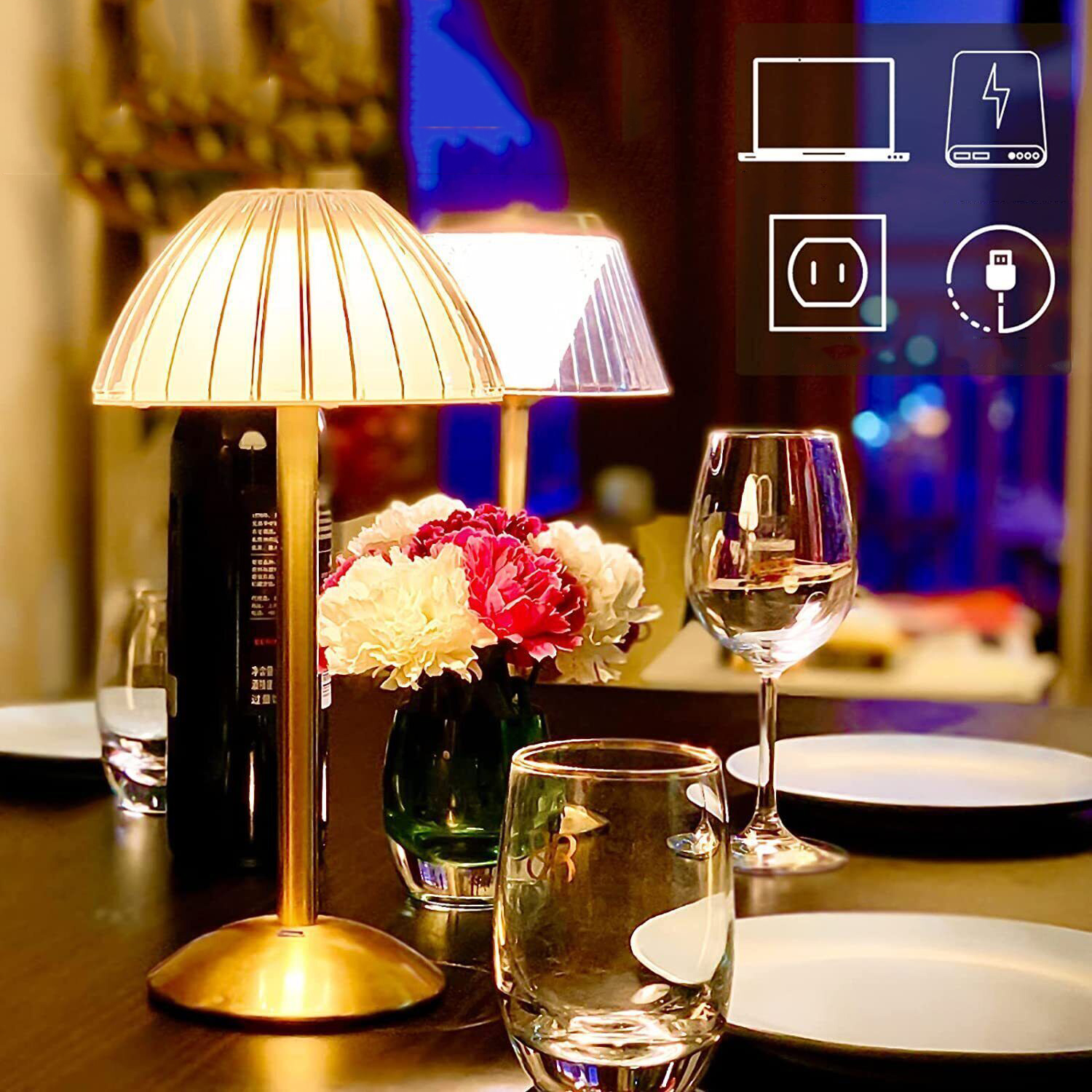 BEZPRZEWODOWA LAMPA STOŁOWA LED Z AKUMULATOREM, ŚCIEMNIANA, DO SYPIALNIA Długość/wysokość 31.5 cm