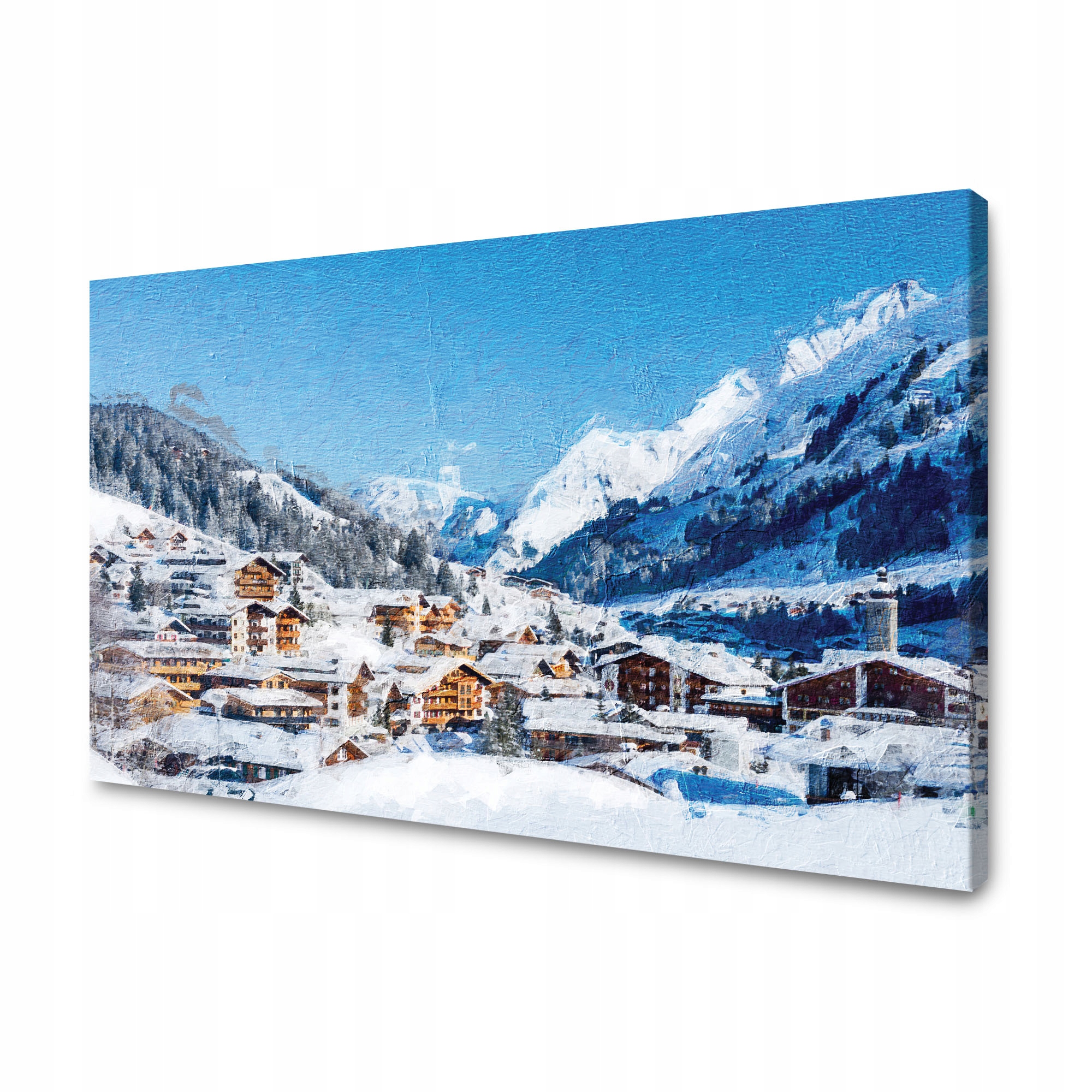 Obraz na plátně Sněhová vesnice uprostřed hor Zima 90x60 cm