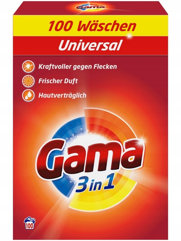 Levně Prací prášek univerzální Gama 3v1 6kg 100 Praní Německá kvalita De