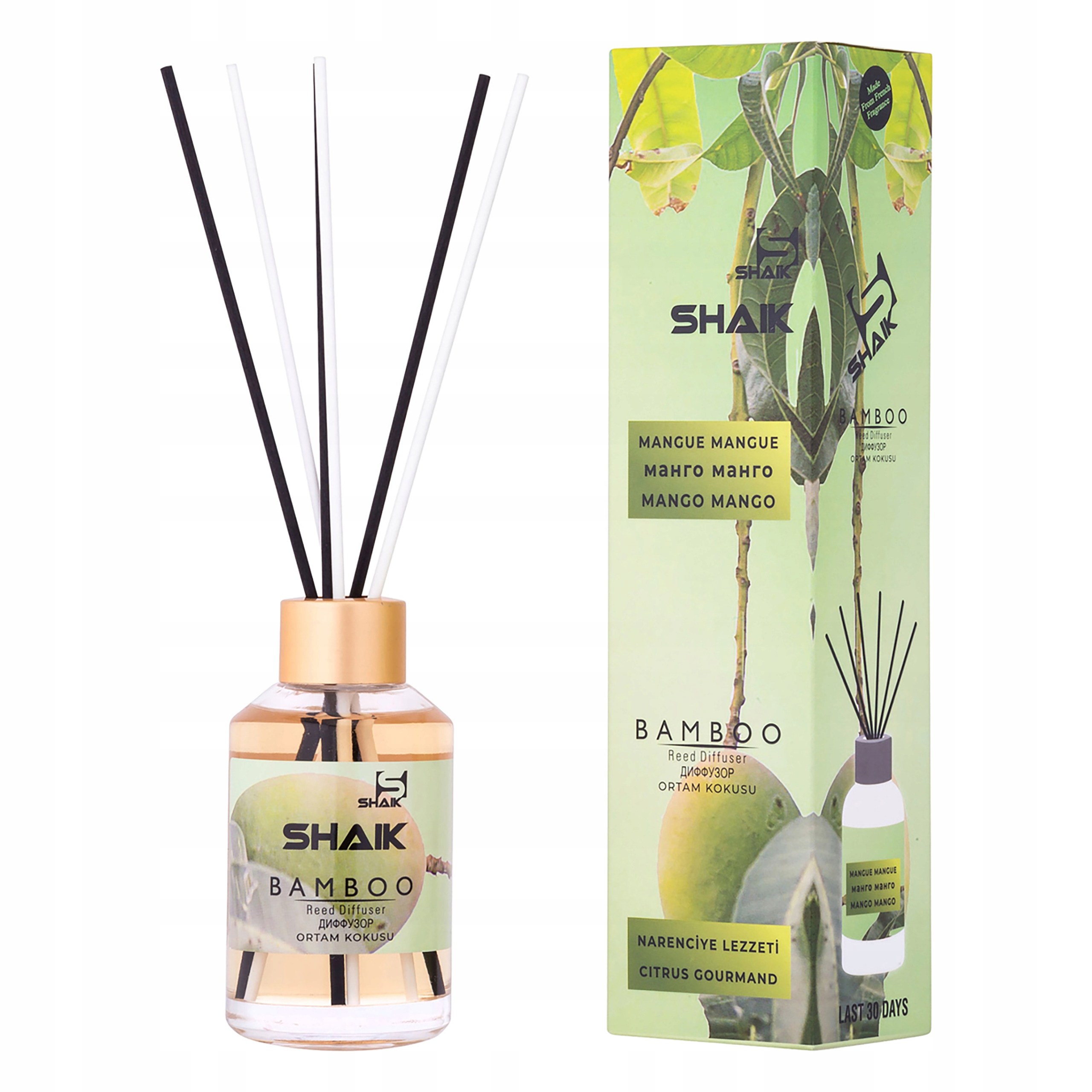 ODŚWIEŻACZ POWIETRZA SHAIK PATYCZKI ZAPACH DO DOMU DYFUZOR ZIELONE MANGO Stan opakowania oryginalne
