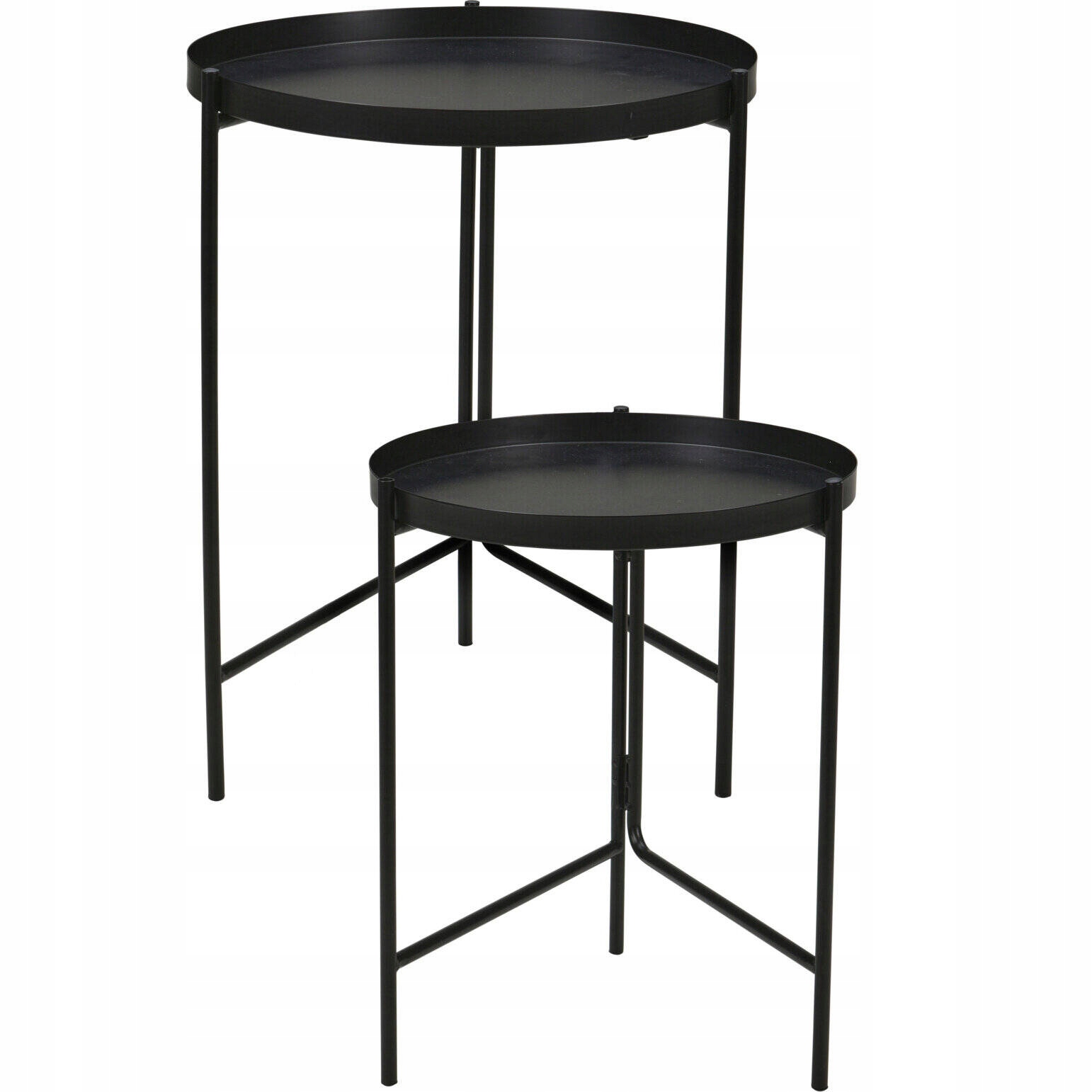 Konferenční Stolek Kulatý Černý Kovový, Sada Stolků Do Obývacího Pokoje, 2 Ks