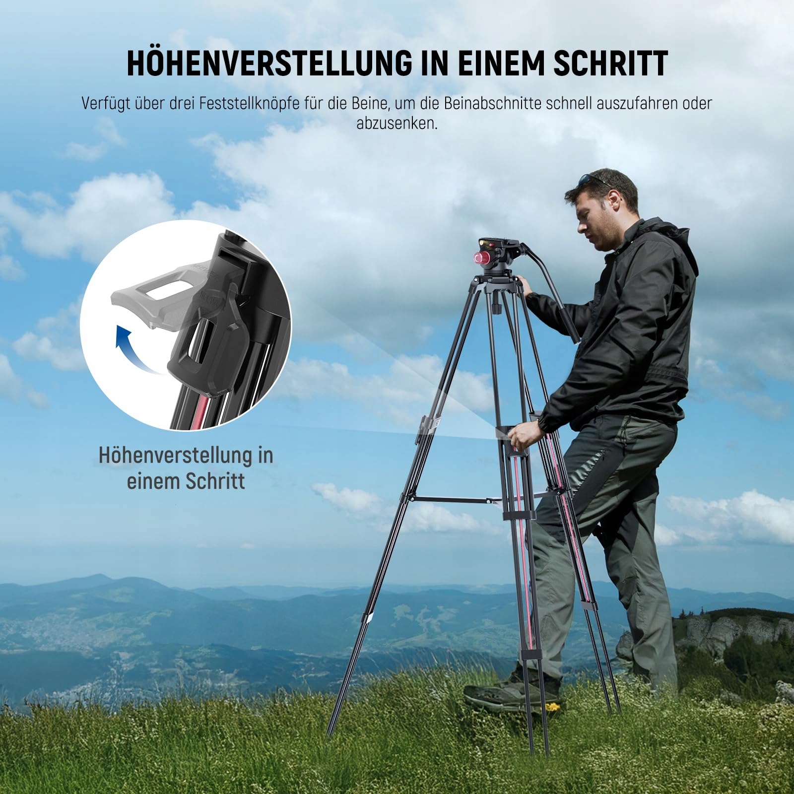 NEEWER Statyw Video 2m z Głowicą Fluidową do DSLR Canon Nikon Sony — miniatura 3