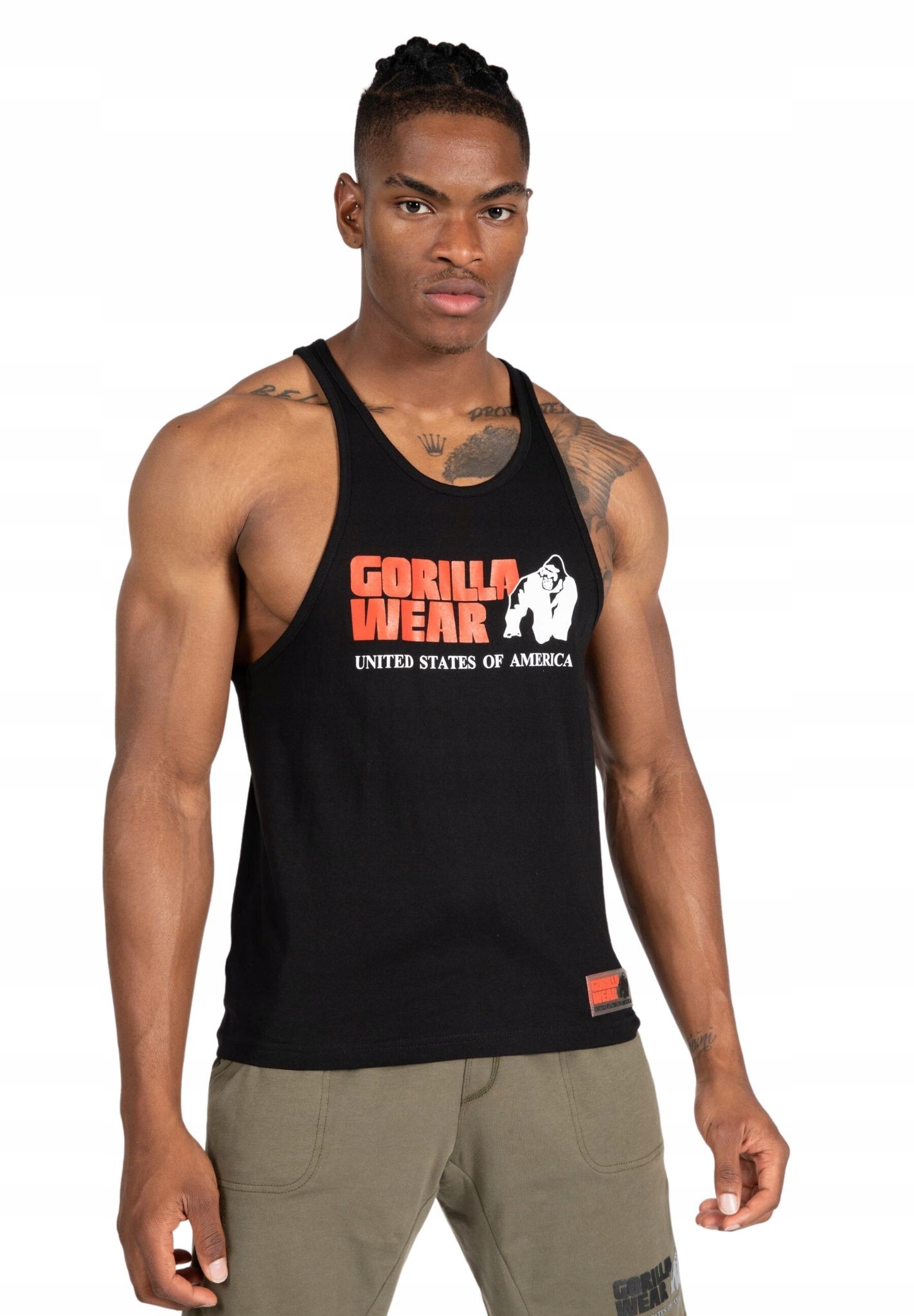 Tank top treningowy na siłownie bawełniany męski czarny Classic 3XL