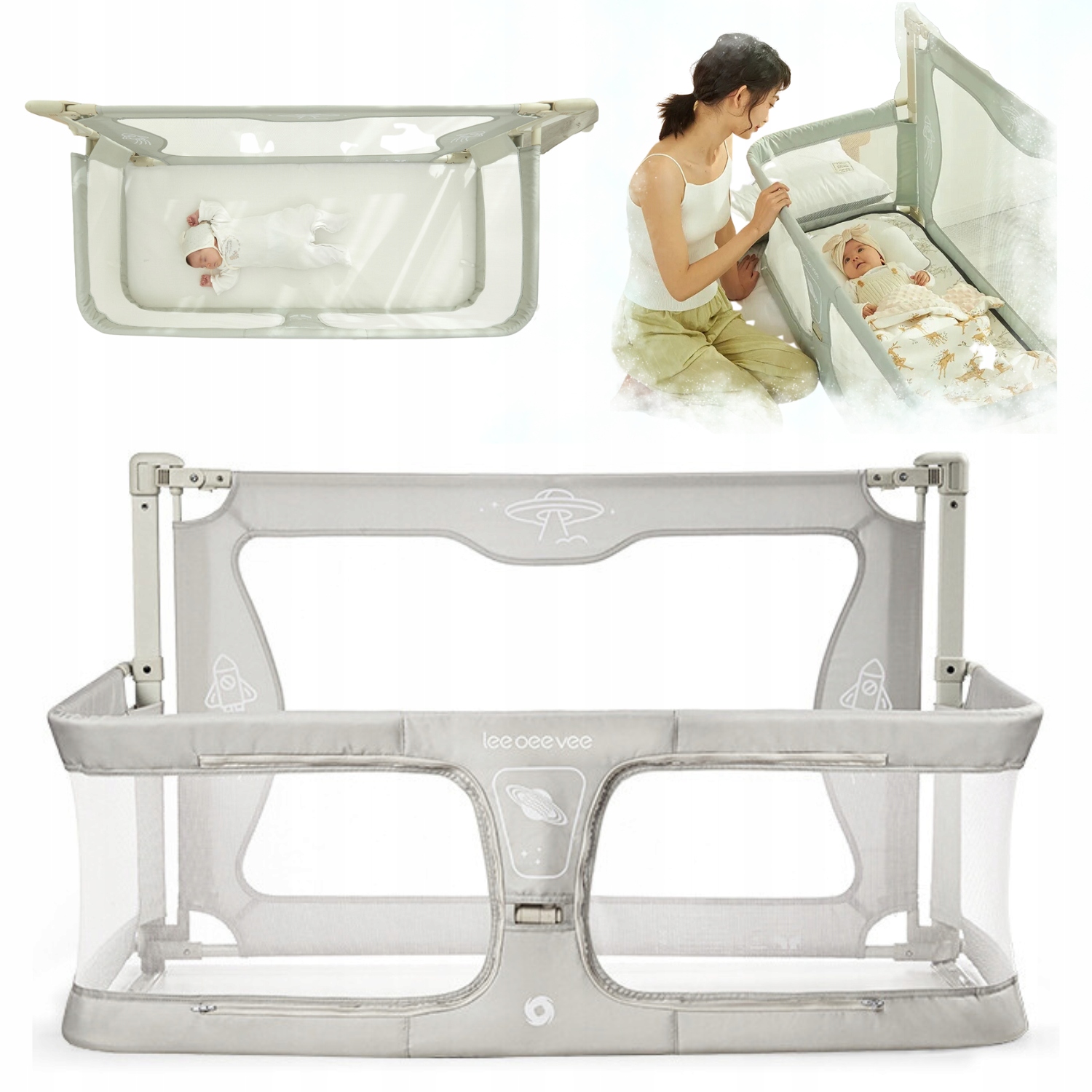 

Barierka do łóżka Ufo 3w1- 120 cm, kojec, łóżeczko