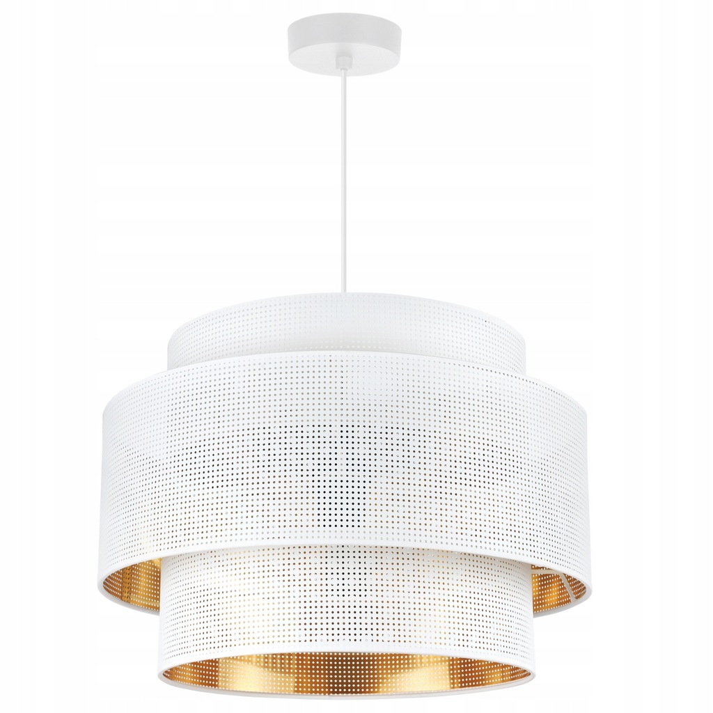 Jemná převislá lampa Asti, bílá a zlatý interiér, do kuchyně i ložnice