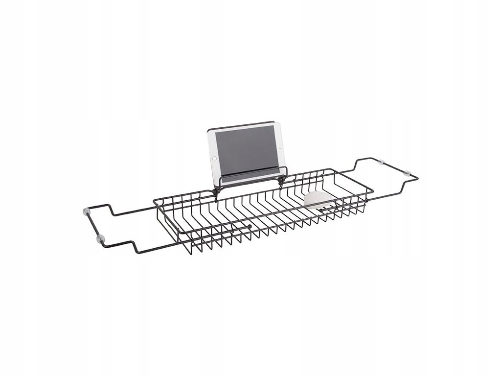 Polička na vanu Caddy, kovová, 18 x 20 x 61 cm, černá