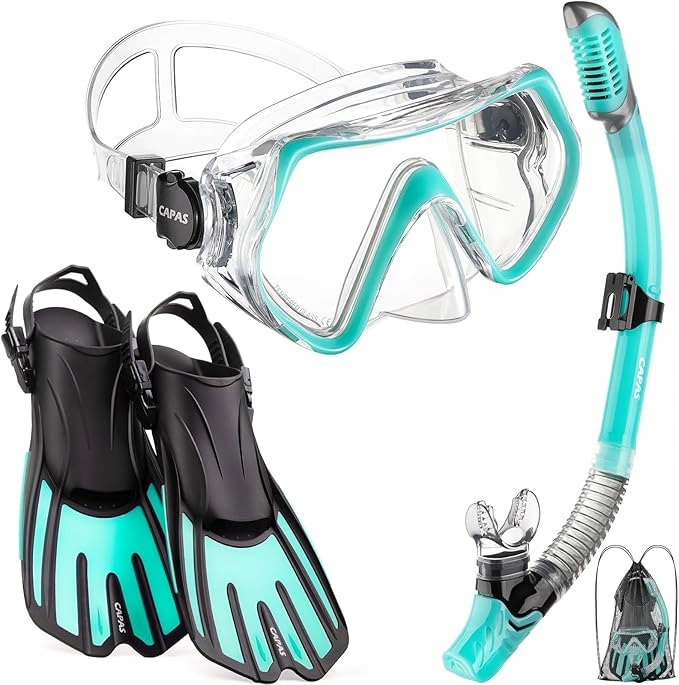 Capas zestaw do snorkelingu, maska, fajka Dry Top, płetwy regulowane, torba