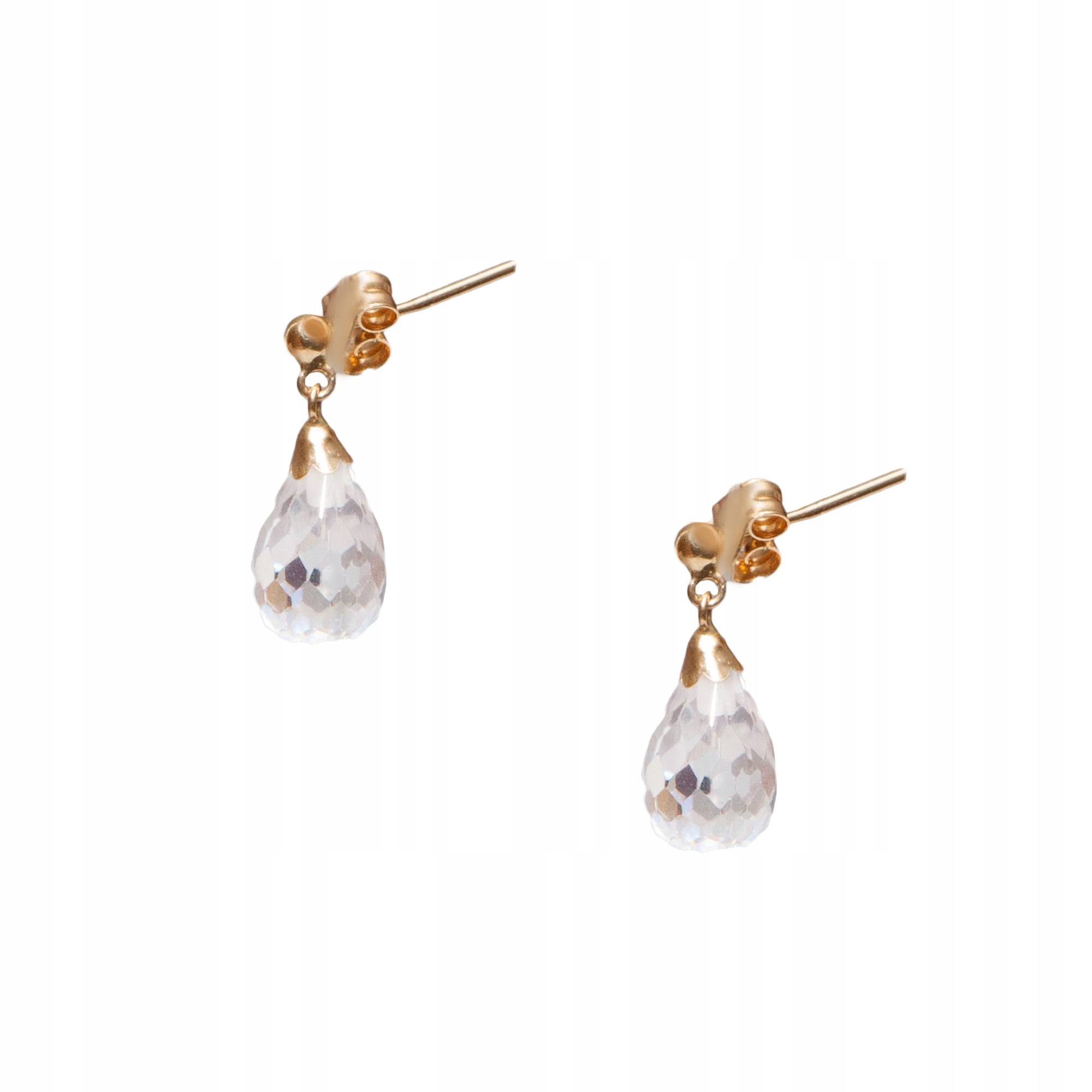 Zlaté náušnice závěsné křišťály, zlato 585