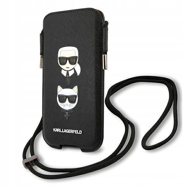 Pouzdro Kabelka 6,7" Saffiano Ikonik Karl&Choupette Head Karl Lagerfeld černé