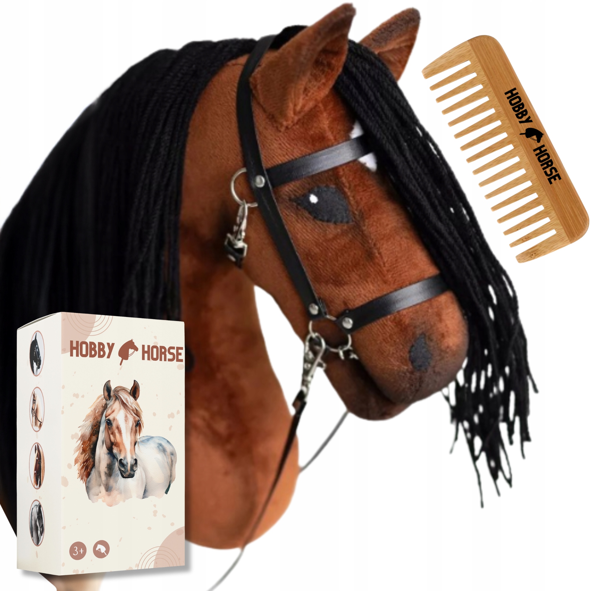 Hobby Horse Kůň Na Tyči A3 Koník S Hřívou Hlava Koně Hřeben Krabička