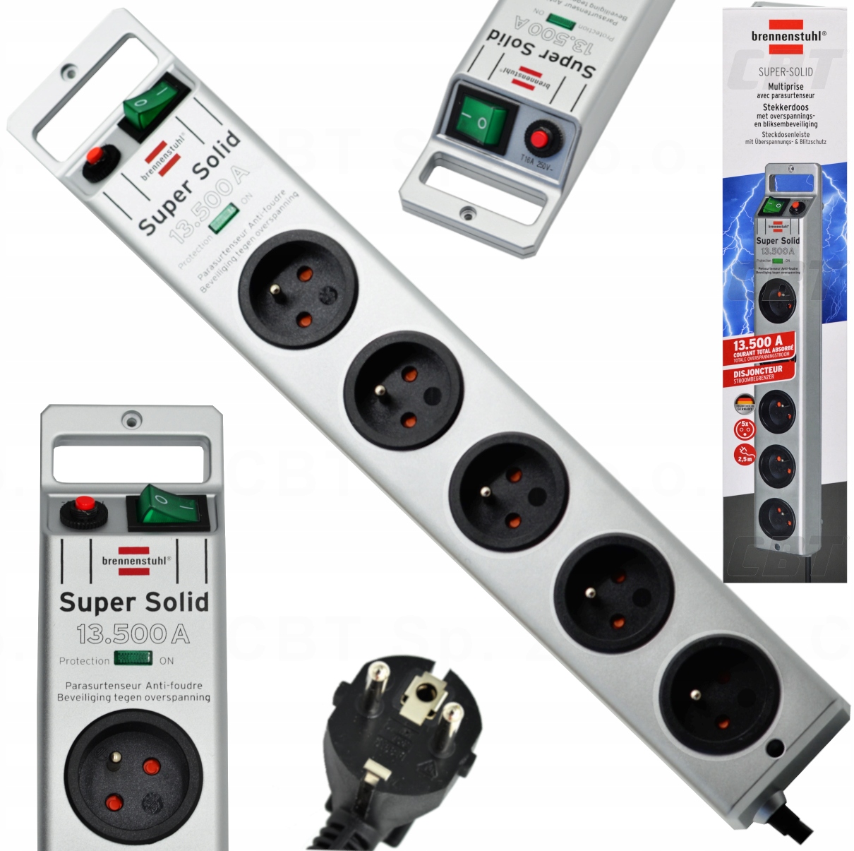 Listwa Przepięciowa 5G Brennenstuhl 13.500A Kabel 2,5m Do Komputera Rtv