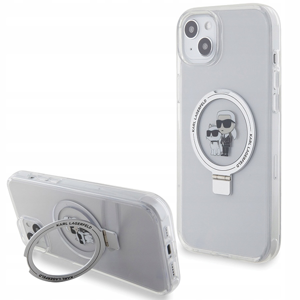 Etui Karl Lagerfeld do iPhone 14 Plus 6.7" bialy Ring Stand Karl&Choupettte