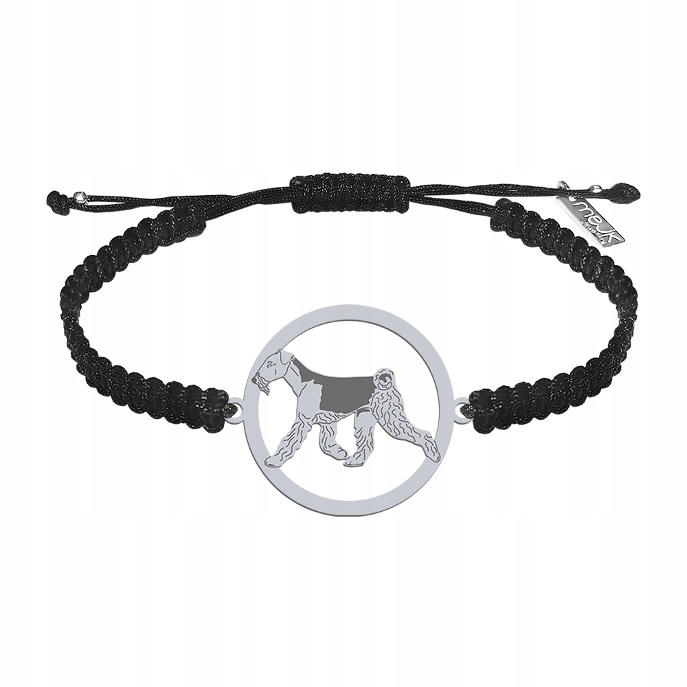Pánský Náramek Stříbro Airedale Terrier 925 Makramé Dárek Gravírování Bonus