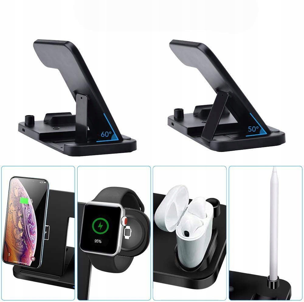 ŁADOWARKA INDUKCYJNA 4W1 DO MAGSAFE DO IPHONE 11 12 13 14 15 APPLE WATCH Złącza USB typ C
