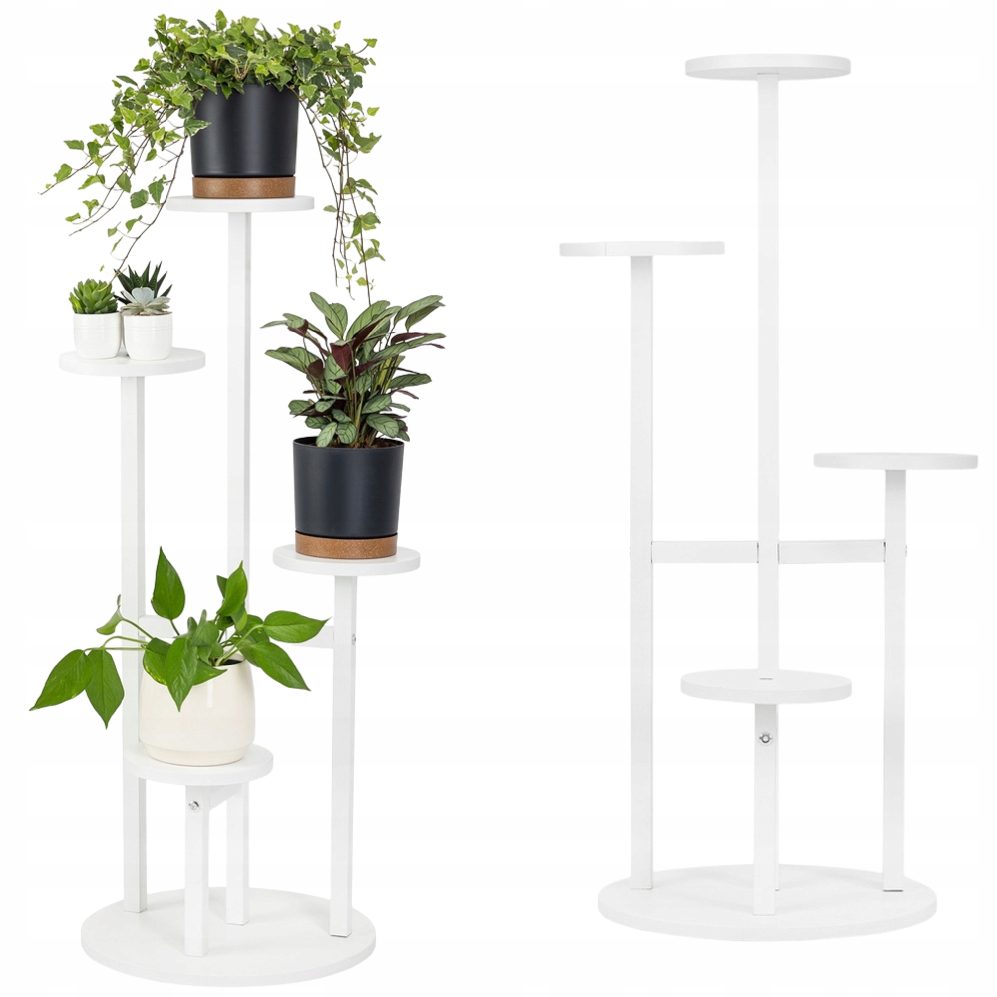 Univerzální Držák Na Květináč Stojan na Květiny, kov, 4 úrovně, 100 cm, Bílá barva