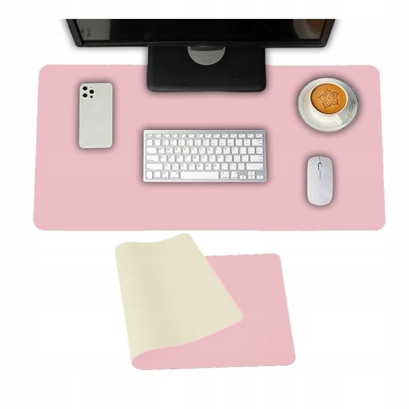 Mata, podkładka wodoodporna na biurko, dwustronna różowo-kremowa 50x80cm Mp