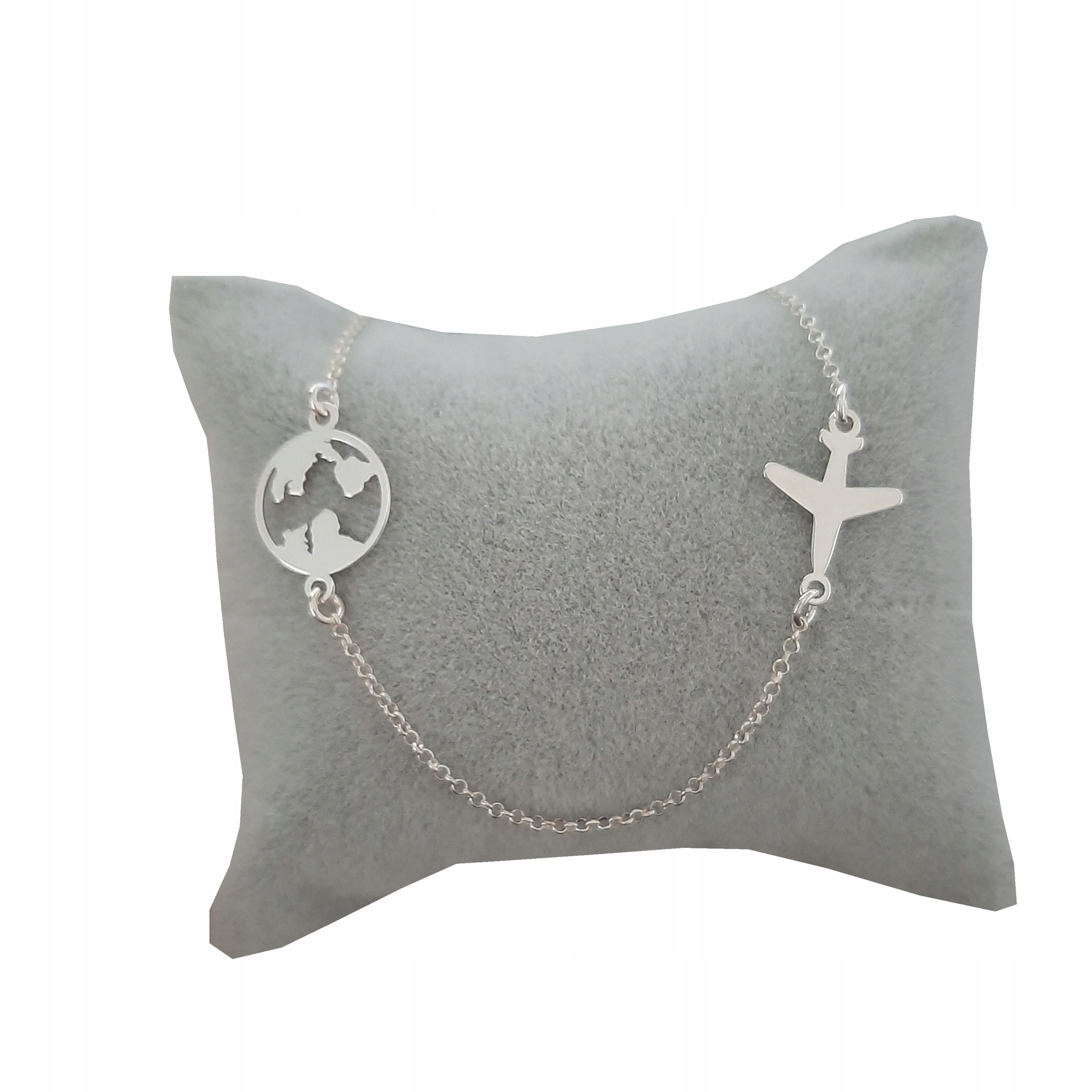 

Srebrny naszyjnik samolot kula ziemska ziemia 925