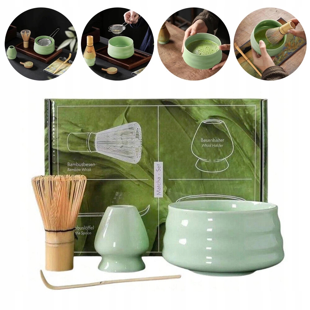 Dárková sada na čaj matcha šálek, metla, podstavec, lžička