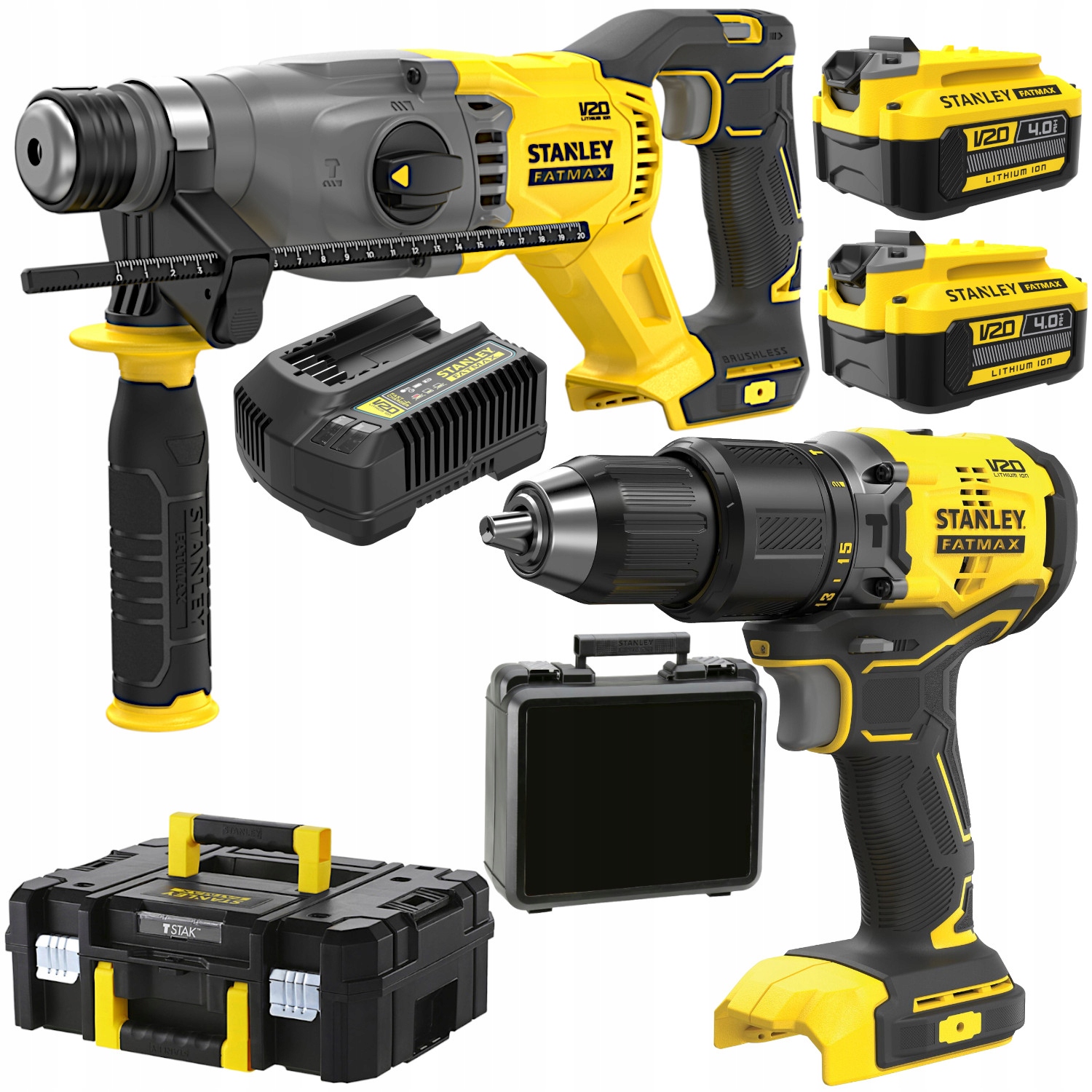Stanley Młotowiertarka 2x4.0Ah ładowarka SFMCH900M22 Wkrętarka SFMCD715B