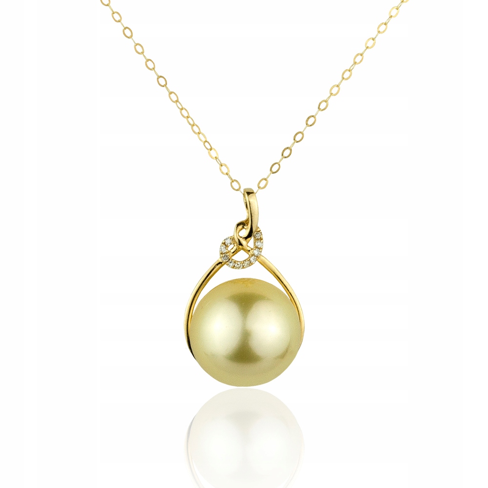 Zlatý Řetízek 18K Se Zlatou Perlou South Sea A Diamanty