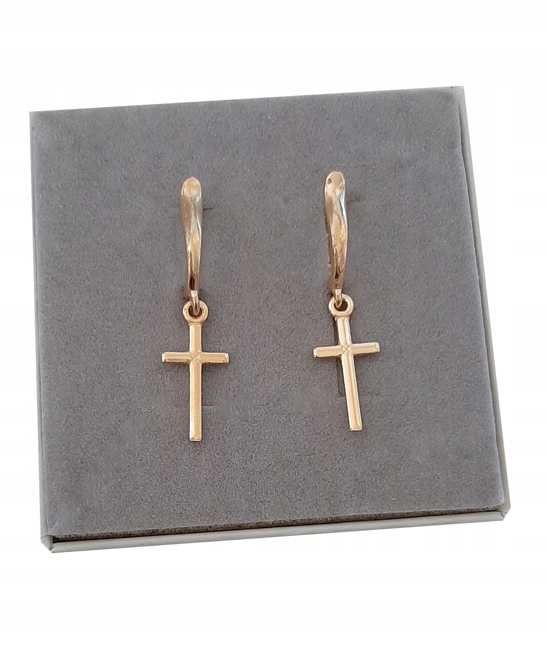 

Złote Kolczyki krzyżyki krzyże wiszące srebro 925