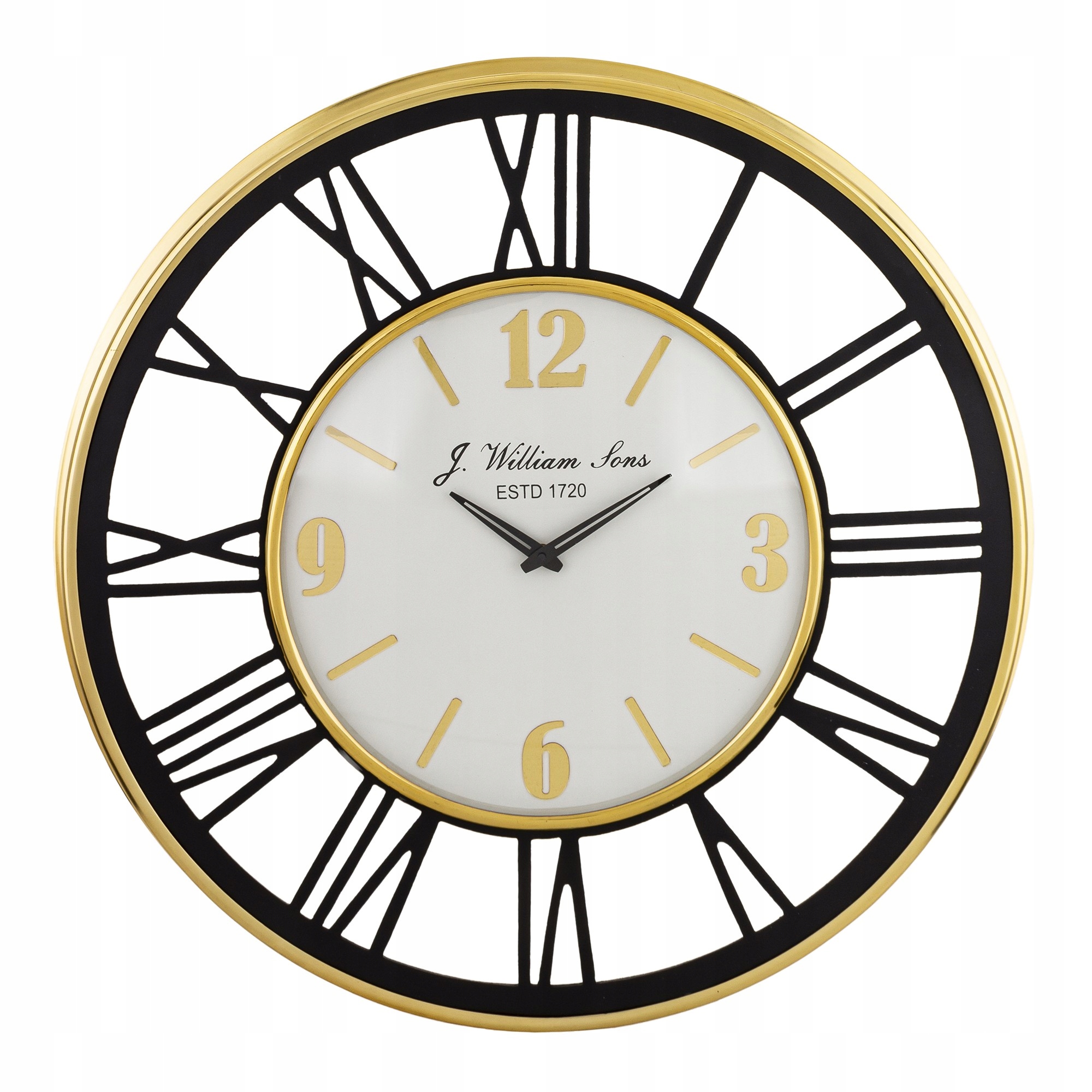 Nástenný hodinový stroj biely čierny zlatý glamour J. William Loyd Collection