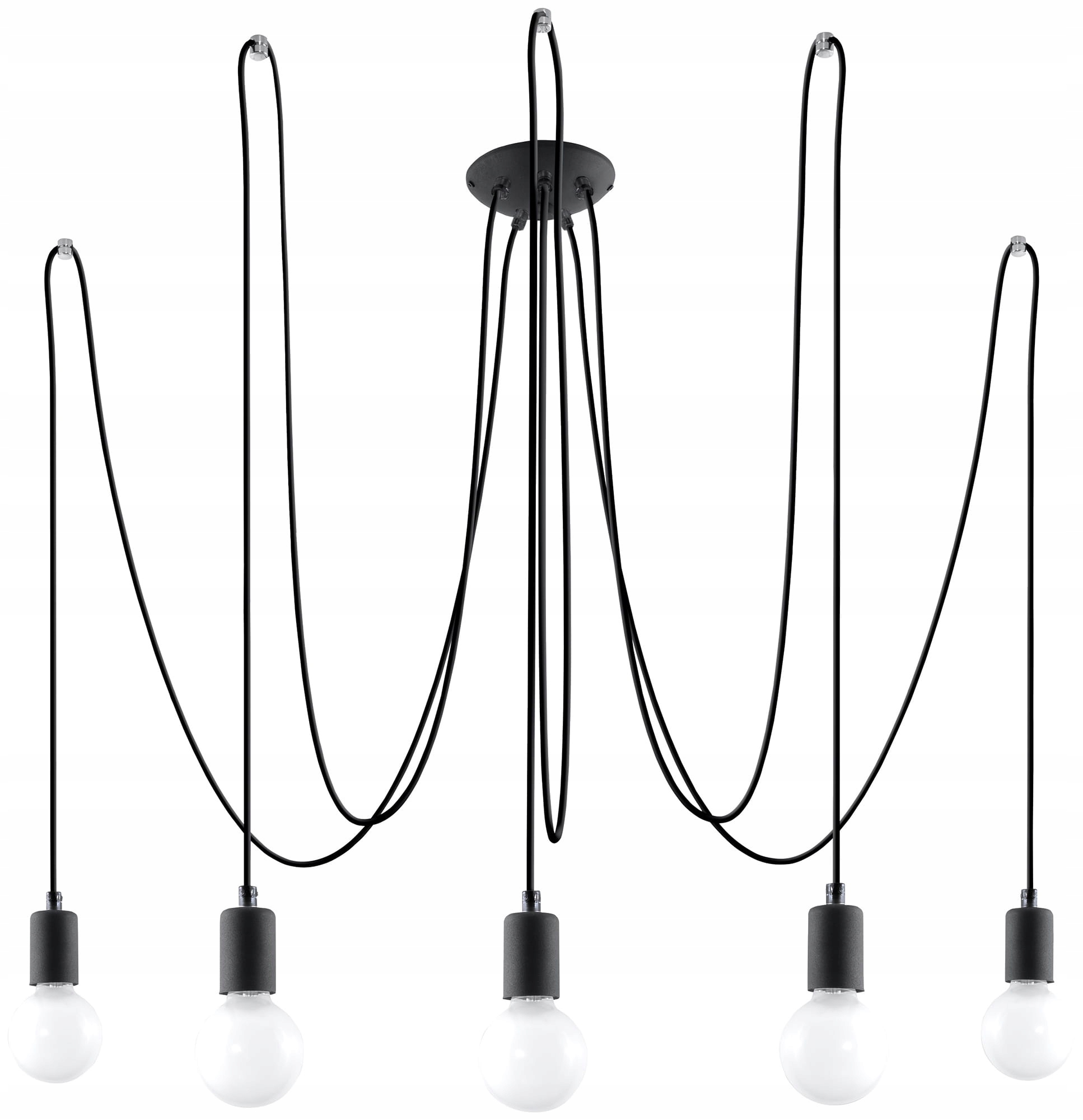 Sollux Lighting Luster Edison 5 čierny, moderný dizajn, 5xE27