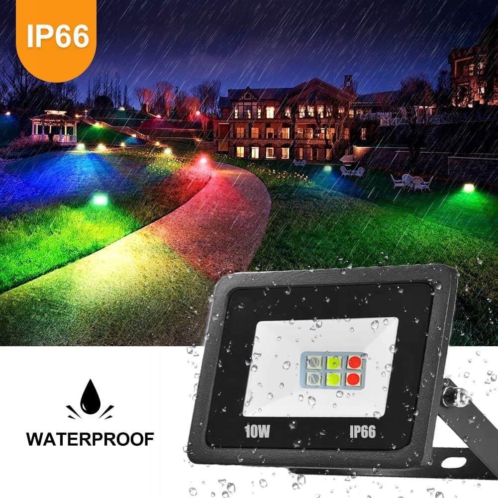 HALOGEN RGB 100W 16 KOLORÓW 4 TRYBY + PILOT IP66 Kod producenta BAK100