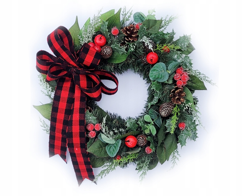 

Wianek świąteczny stroik drzwi 40cm Kratka Black