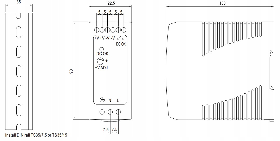 Zasilacz impulsowy MDR-20-5 5V 4A WAW Marka WAW