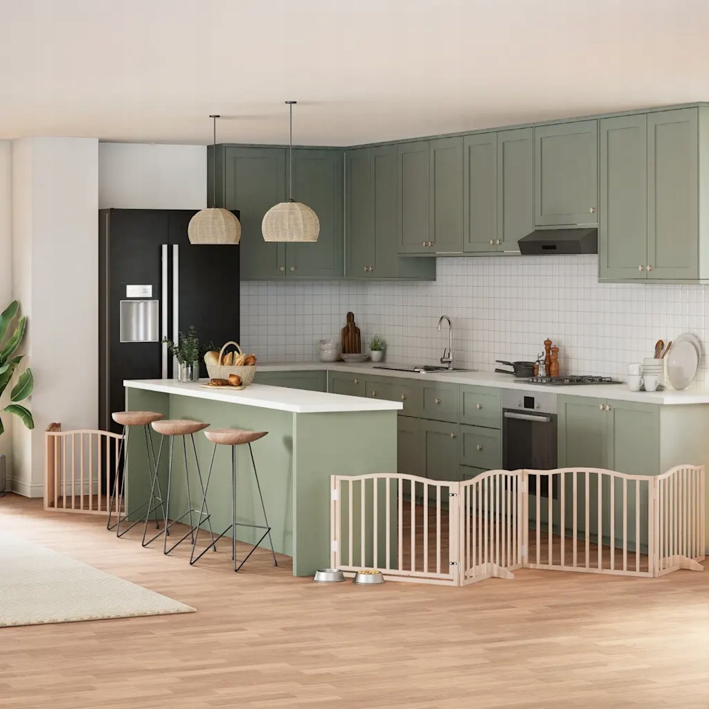 vidaXL Zábrana pro psy s dvířky skládací 6 panelů 480 cm topol